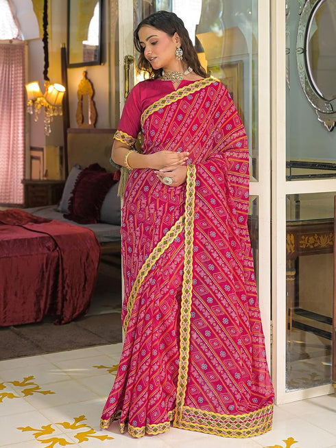 Vasthrlay Georgette Bandhani Multi Saree