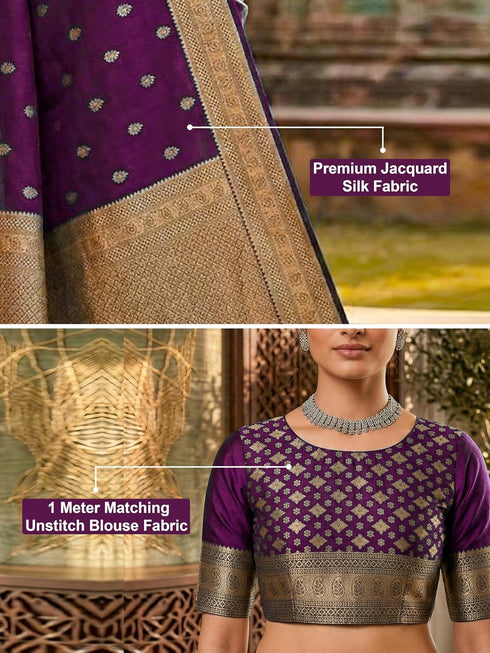 Vasthrlay Jaquard Traditional Unstitch Pink Ethnic Wear