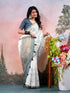 Vasthrlay Chanderi Printed Unstitched Off White Saree