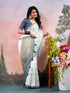 Vasthrlay Chanderi Printed Off White Saree With Unstitched Blouse Piece