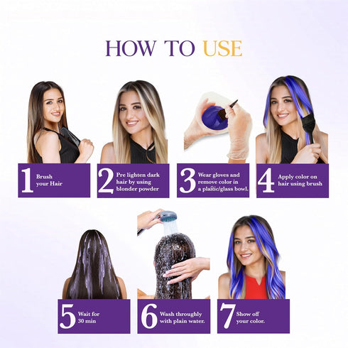 Cosglam Semi Permanent Hair Color for Women & Men – Model #61 Purple Blue