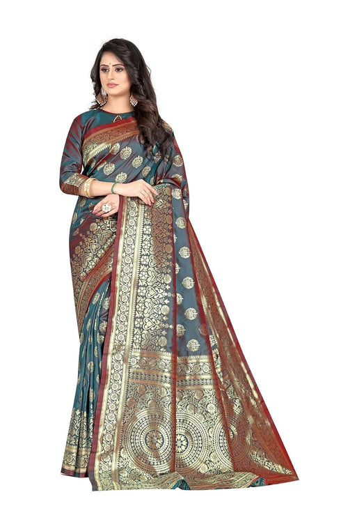 VasthrlayWomen's Green Kanchipuram Saree