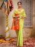Vasthrlay Weaving Paithani Lime Green Saree With Orange Unstitched Blouse Piece
