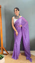 Vasthrlay Purple Georgette Printed Unstitched Saree