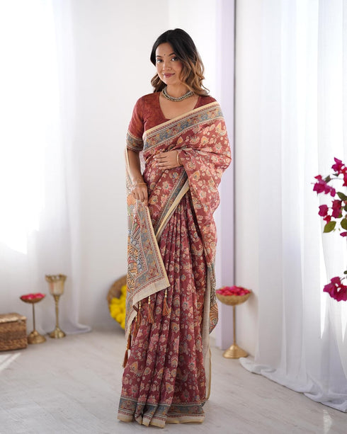 Vasthrlay Handloom Grey Beige Traditional Saree