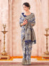 Vasthrlay Chanderi Banarasi Dusty Blue Saree With Unstitched Blouse Piece