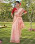Vasthrlay Womens Printed Unstitched Peach Saree