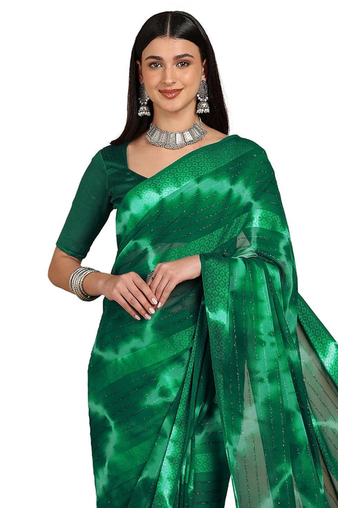 Vasthrlay Fashion Georgette Green Ethnic Wear