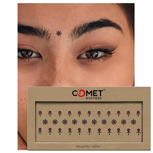 Comet Busters Maroon Abstract Design Bindis With Black Border