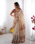 Vasthrlay Beige Blue Traditional Handloom Saree