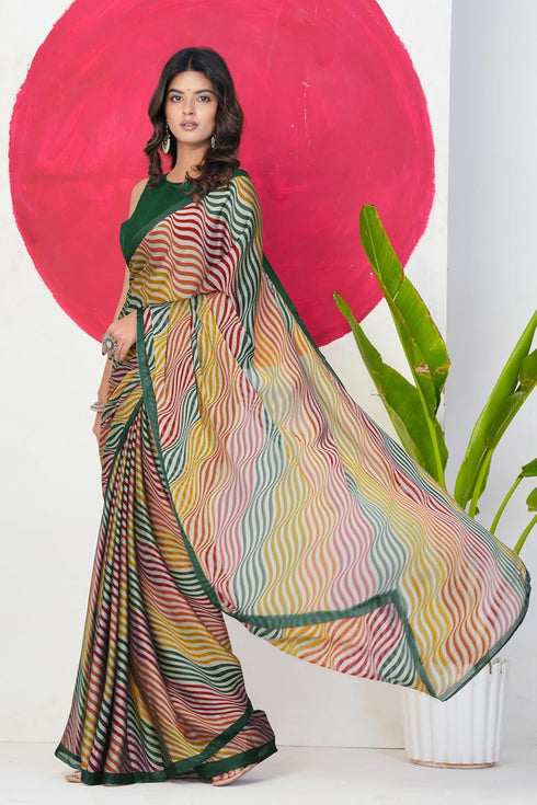 Vasthrlay Fashion Chiffon Georgette Teal Ethnic Wear