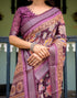 Vasthrlay Womens Printed Purple Saree With Unstitched Blouse Piece