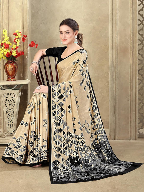 Vasthrlay Printed Off White1 White Saree