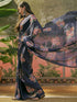 Vasthrlay Womens Printed Unstitched Dark Green Saree