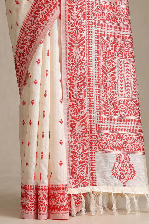 Vasthrlay White Tussar Design