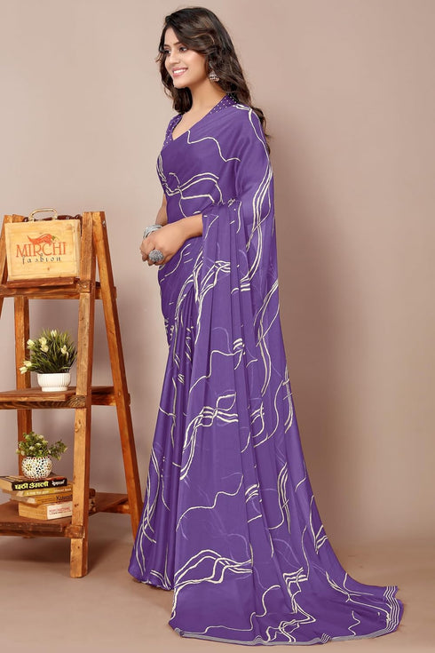Vasthrlay Fashion Georgette Geometric Dusty Ethnic Wear