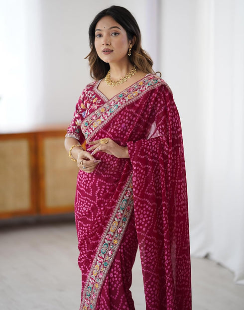 Vasthrlay Georgette Embroidery Mustard Mustard Yellow Saree