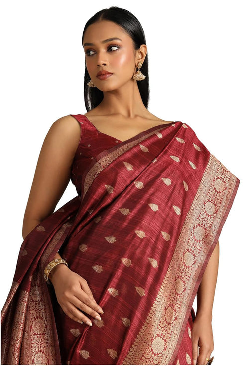 Vasthrlay Maroon Tussar Woven