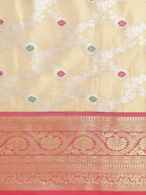 Vasthrlay Orange Banarasi Unstitched Saree