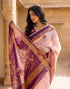 Vasthrlay Womens Printed Unstitched Peach Saree