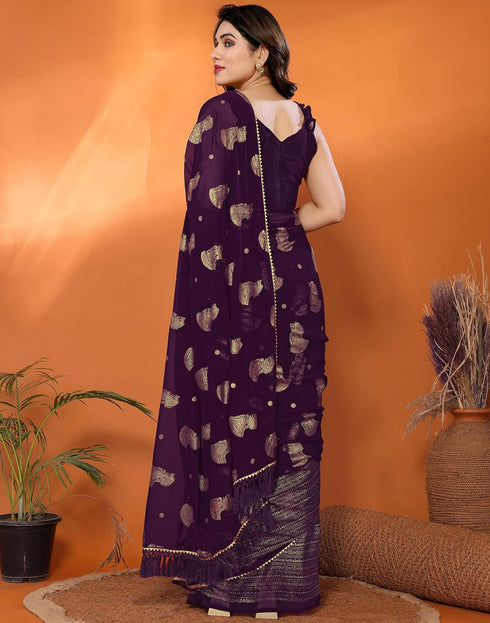 Vasthrlay Georgette Weaving Unstitched Red Saree