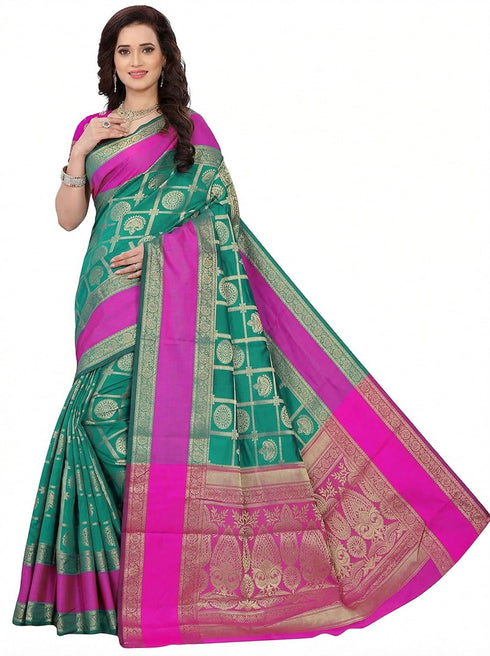 Vasthrlay Banarasi Green Ethnic Wear