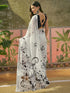 Vasthrlay Womens Printed Unstitched White Saree