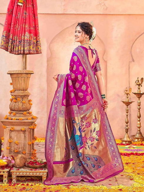 Vasthrlay Weaving Paithani Maroon Saree