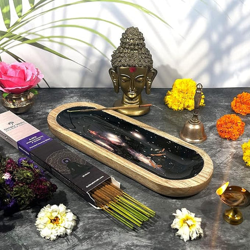 Simply Vedic Dual Incense Holder Burner & Ash Catcher Tray