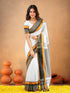 Vasthrlay Handloom Unstitched White Ethnic Wear