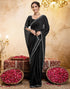 Vasthrlay Womens Georgette Black Saree With Unstitched Blouse Piece