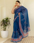 Vasthrlay Chanderi Printed Unstitched Blue Saree