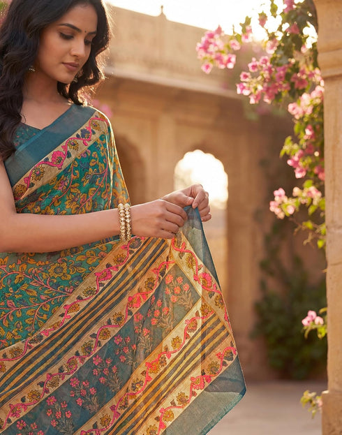 Vasthrlay Womens Printed Unstitched Purple Saree