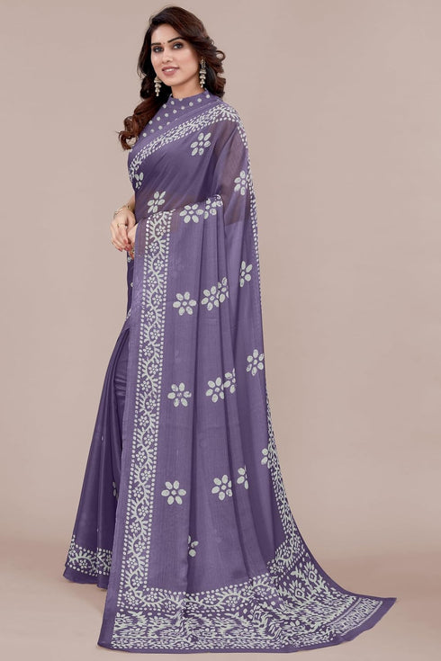 Vasthrlay Fashion Chiffon Printed Parrot Ethnic Wear