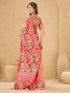 Vasthrlay Printed Jacquard Peach Saree With Unstitched Blouse Piece