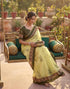 Vasthrlay Womens Printed Unstitched Olive Green Saree