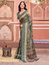 Vasthrlay Womens Printed Dusty Green Saree With Unstitched Blouse Piece