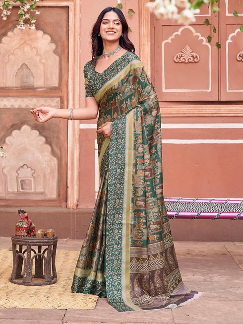 Vasthrlay Womens Printed Unstitched Purple Saree