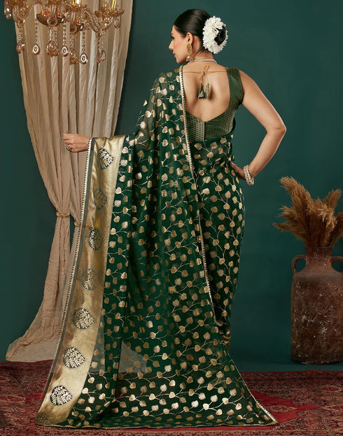 Vasthrlay Georgette Printed Unstitched Maroon Saree