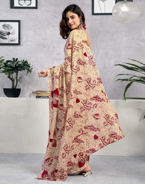 Vasthrlay Womens Printed Unstitched Green Saree