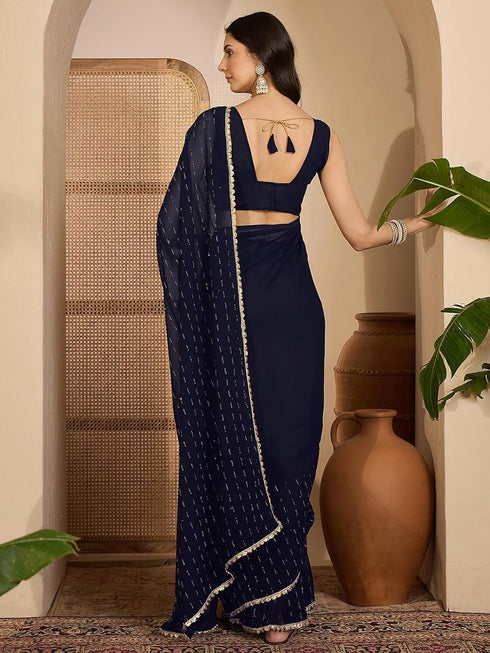 Vasthrlay Georgette Black Saree