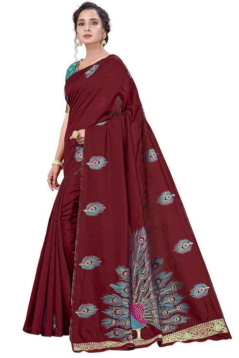 Vasthrlay Banarasi Blouse Maroon Ethnic Wear