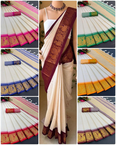 Vasthrlay Kanjivaram Saree Blouse Off White