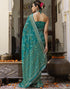 Vasthrlay Georgette Bandhani Teal Green Saree With Unstitched Blouse Piece