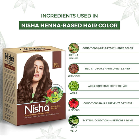 Nisha Natural Henna Powder for Hair Colour | Dark Brown