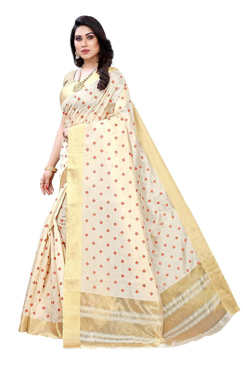 Vasthrlay Kerala Crismistmas Free Size Off White Ethnic Wear