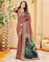 Vasthrlay Womens Weaving Maroon | Gold Saree With Unstitched Blouse Piece