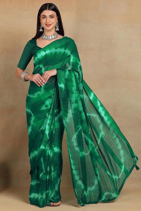 Vasthrlay Fashion Georgette Green Ethnic Wear