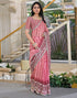 Vasthrlay Chiffon Chevron Pink Saree With Unstitched Blouse Piece