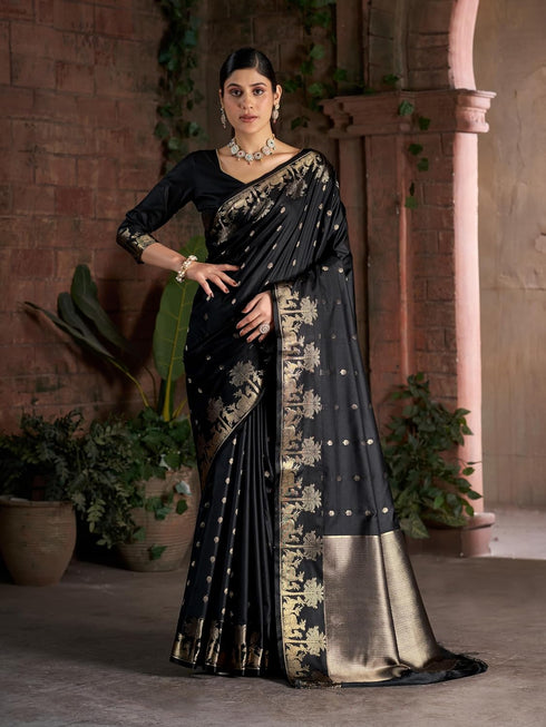 Vasthrlay Women's Kanjivaram Silk Unstitched Saree